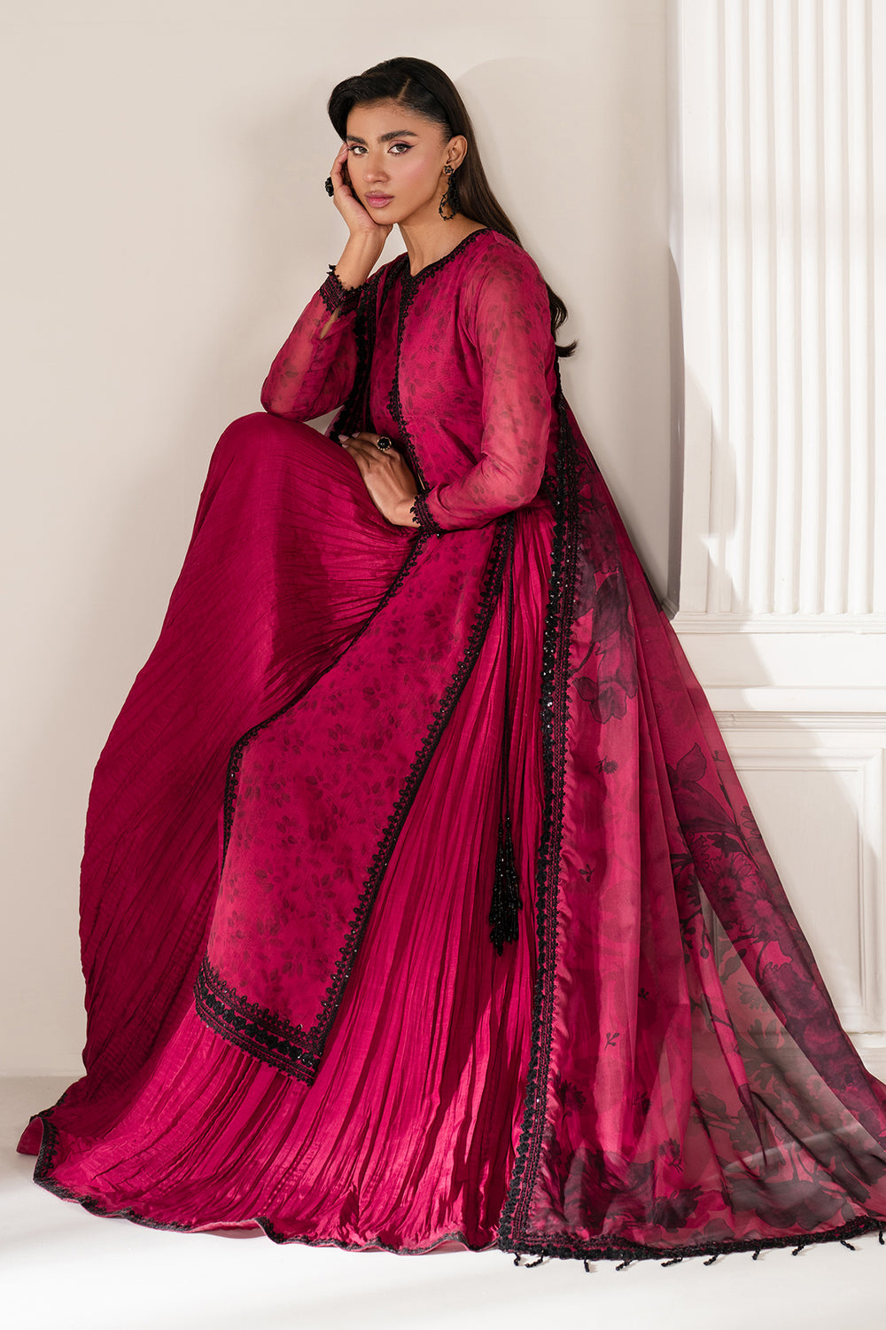Baroque | Formals Collection | EMBROIDERED CHIFFON UF-4138 - Formal Dress - available at Maria Faisal in UK and USA.