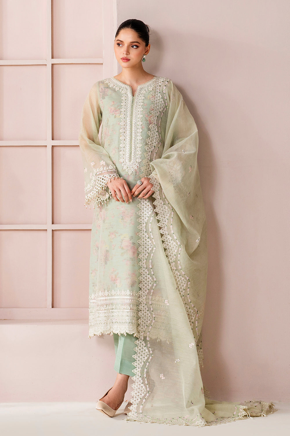 Baroque | Formals Collection | EMBROIDERED COTTON PATTI UF-4188 - Formal Dress - available at Maria Faisal in UK and USA.