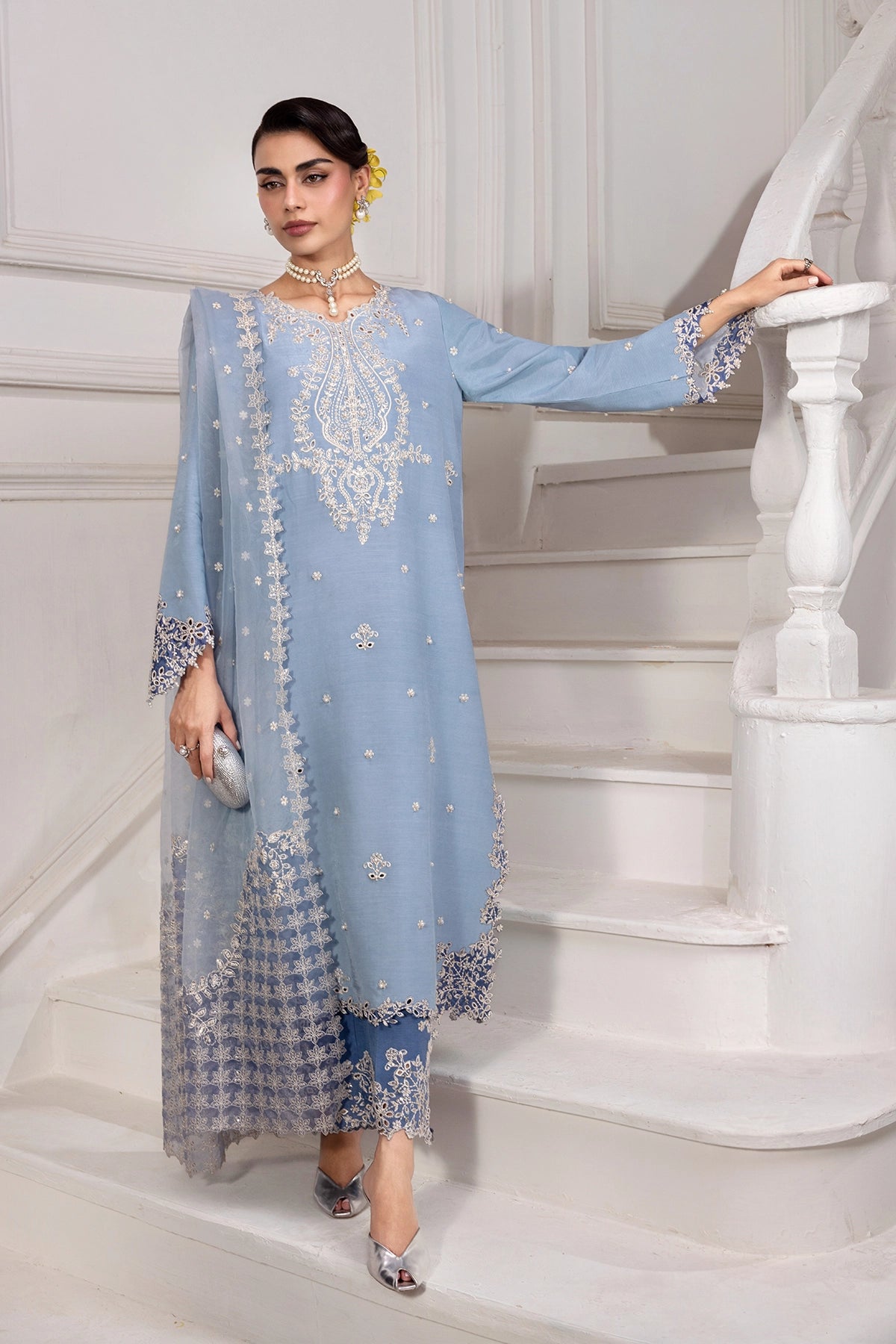 Rangrasiya | Lumeire Silk |Cielo - Luxury Dress - available at Maria Faisal in UK and USA.