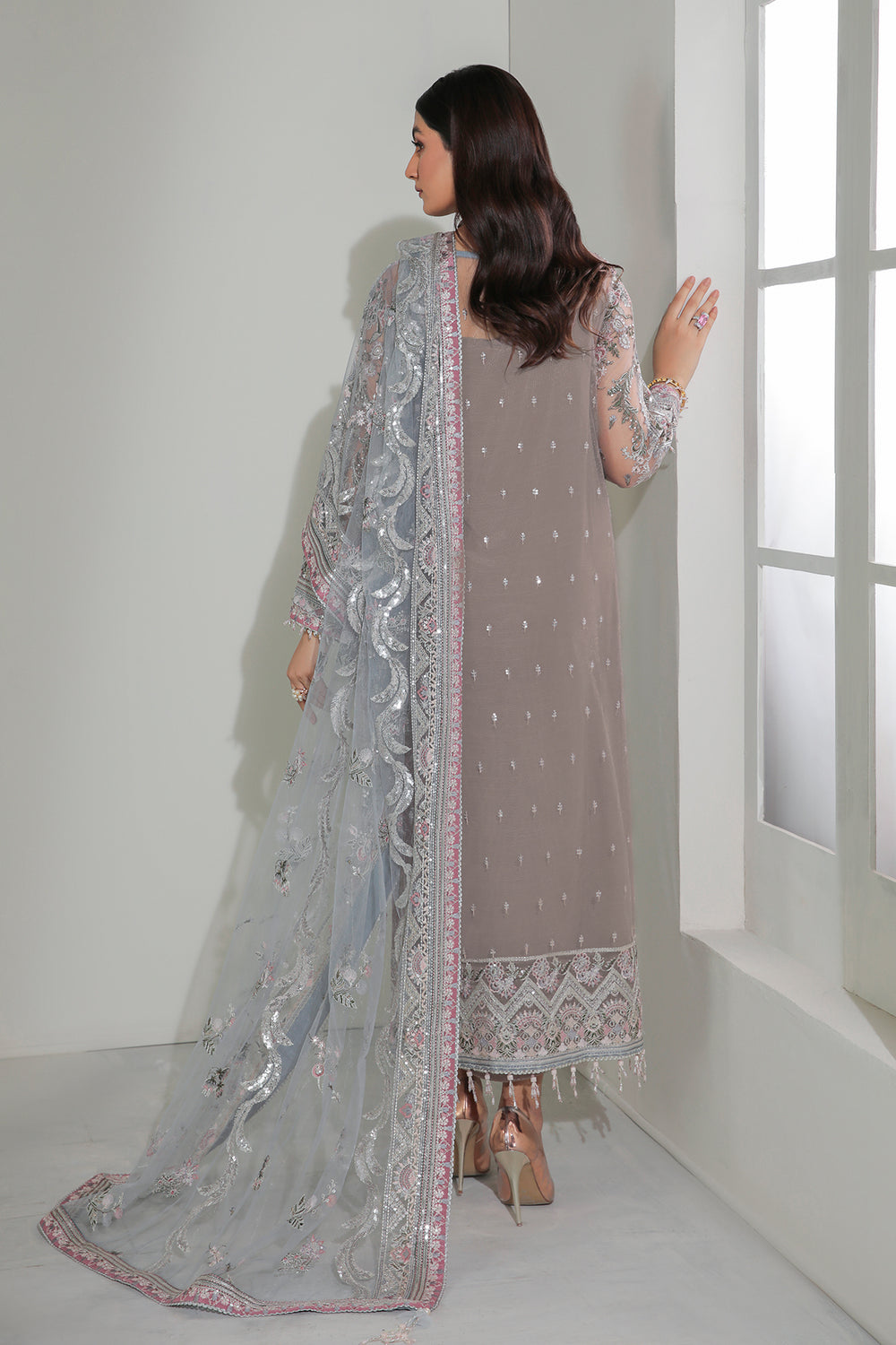 Baroque | Formals Collection | EMBROIDERED NET UF-184 - Formal Dress - available at Maria Faisal in UK and USA.