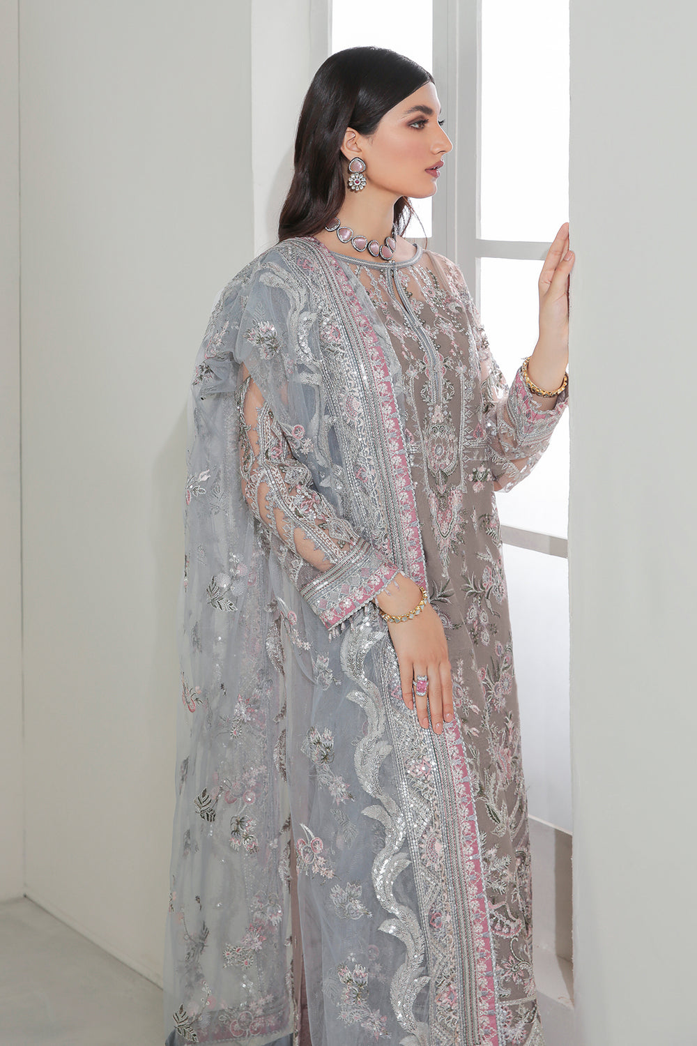 Baroque | Formals Collection | EMBROIDERED NET UF-184 - Formal Dress - available at Maria Faisal in UK and USA.