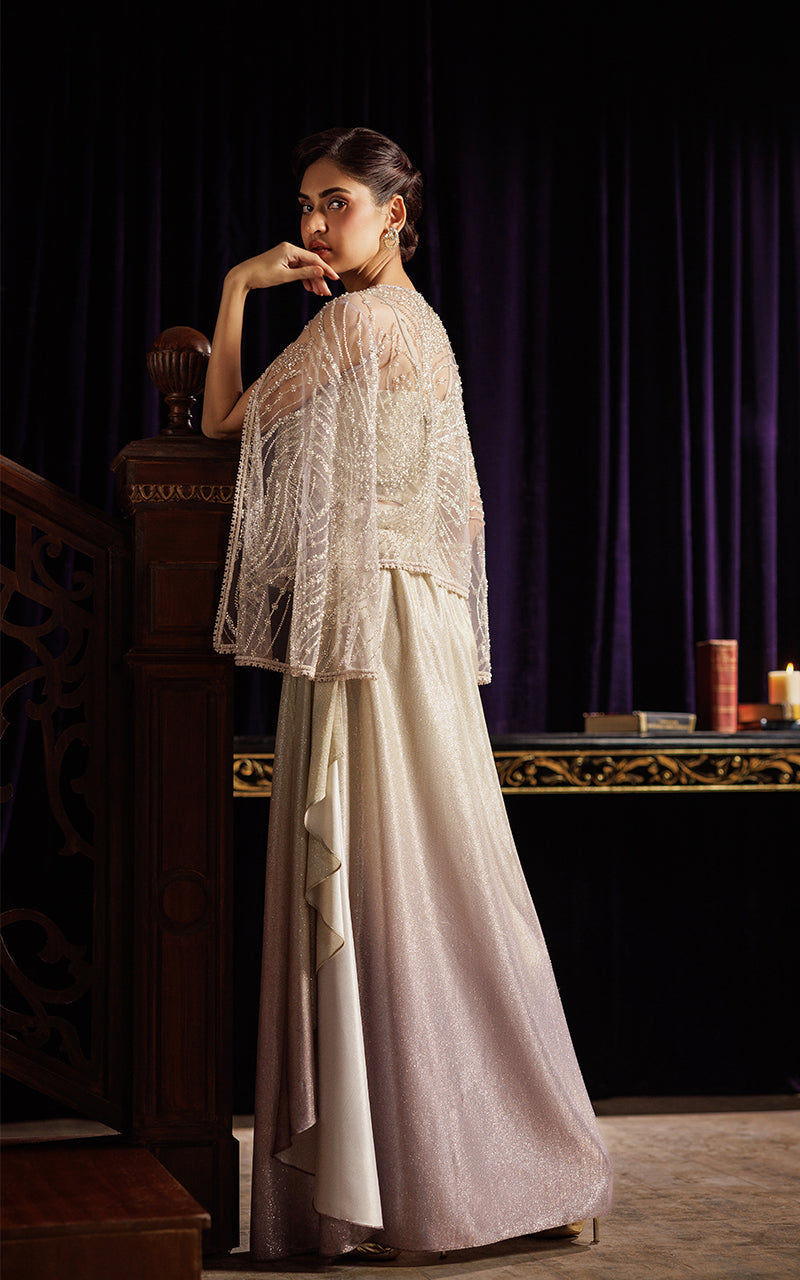 Threads and Motifs | Formal Dresses 25 | Embroidered Cape with Tube and Skirt - Ladies Clothes - Maria Faisal