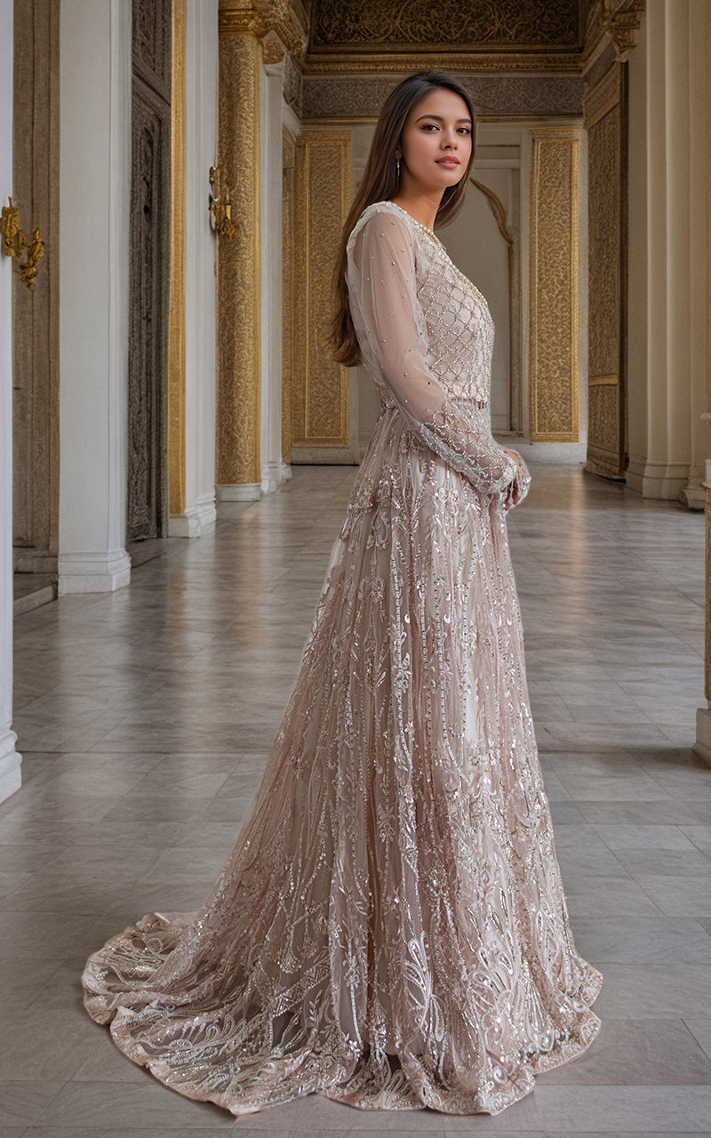 Threads and Motifs | Formal Dresses 25 | Net Cut Dana Bridal Blouse With Lehenga And Dupatta - Ladies Clothes - Maria Faisal