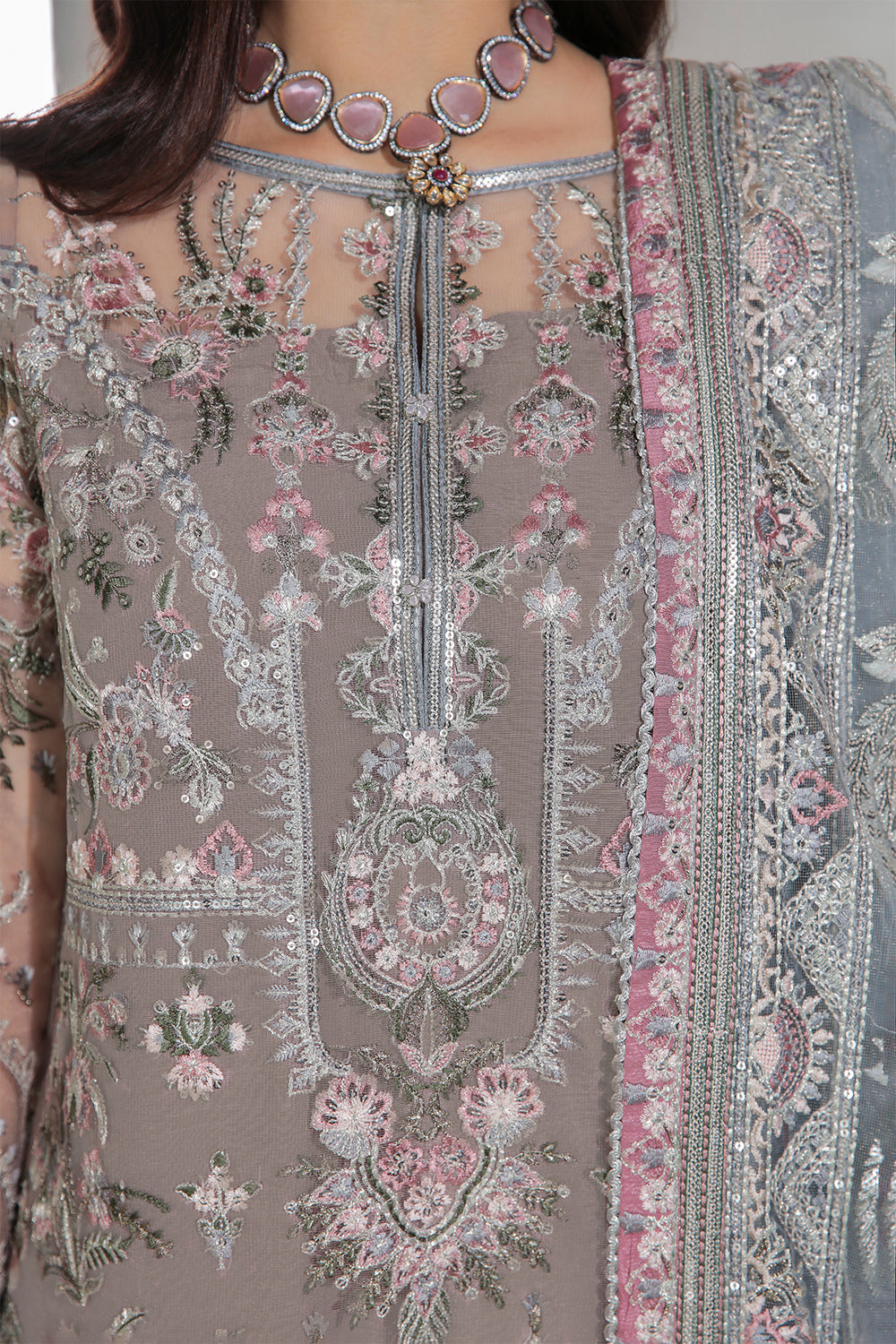 Baroque | Formals Collection | EMBROIDERED NET UF-184 - Formal Dress - available at Maria Faisal in UK and USA.