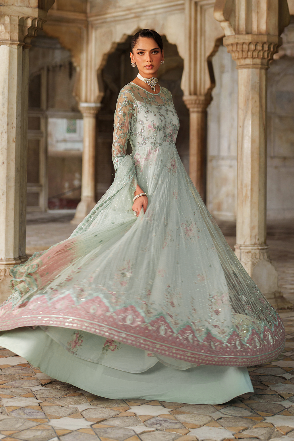 Iznik | Festive Formal | UE-553 Embroidered Net - Ladies Clothes - Maria Faisal