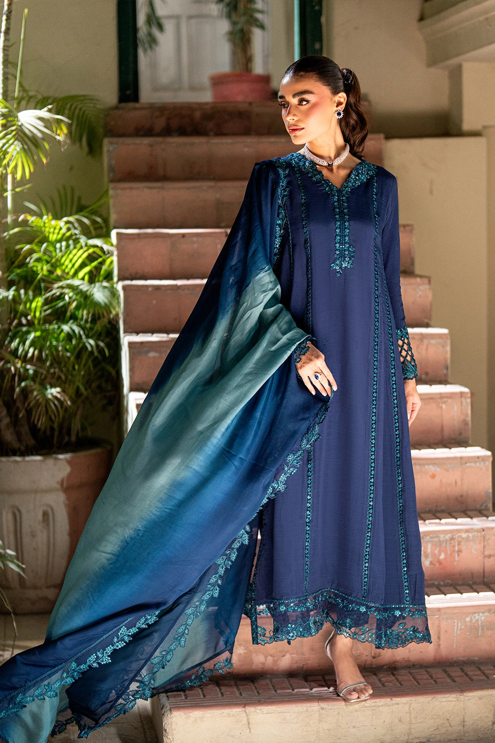 Azure | Vogue Formals | Galactic Glam - Formal Dress - available at Maria Faisal in UK and USA.