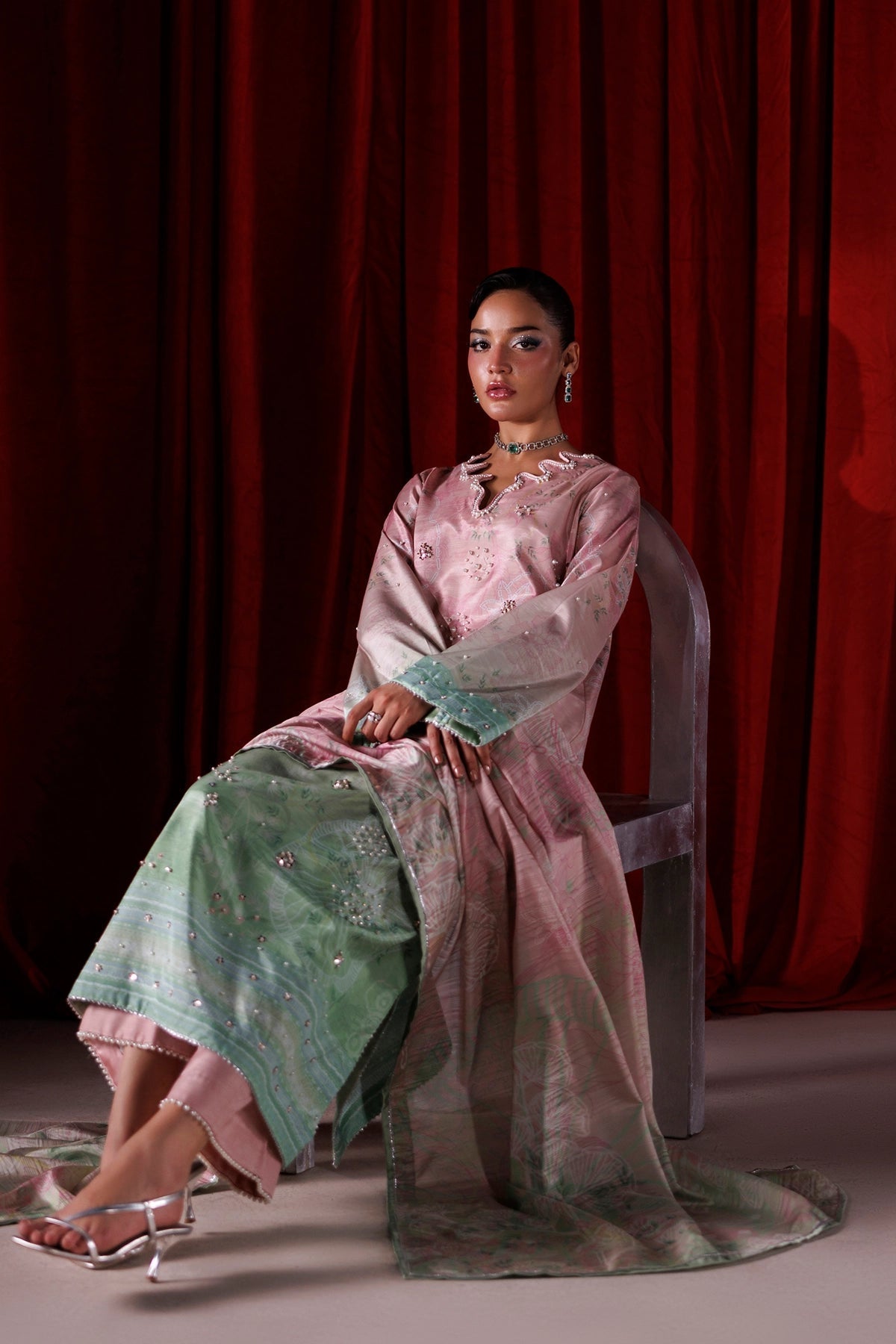 Rangrasiya | Luxe Silk 26 | Zelie - Luxury Dress - available at Maria Faisal in UK and USA.