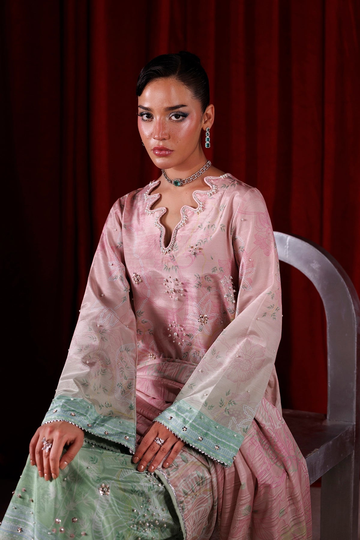 Rangrasiya | Luxe Silk 26 | Zelie - Luxury Dress - available at Maria Faisal in UK and USA.