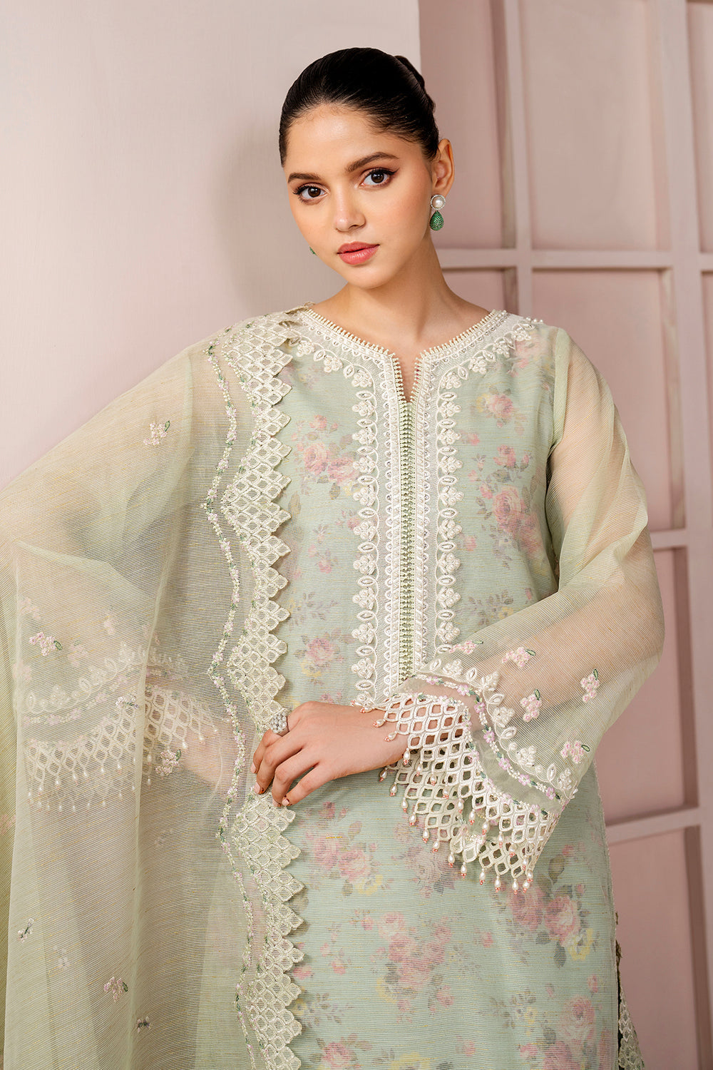 Baroque | Formals Collection | EMBROIDERED COTTON PATTI UF-4188 - Formal Dress - available at Maria Faisal in UK and USA.