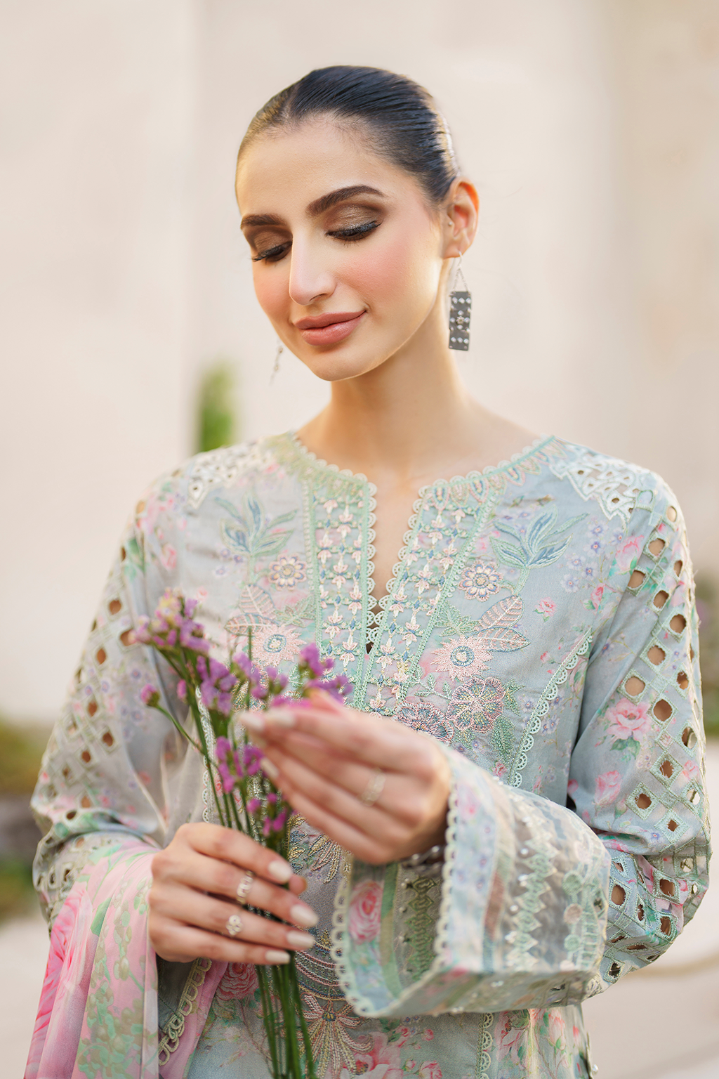 Iznik | Festive lawn 24 | SFL-07 - Designer Dress with Intricate embroidery and embellishments. Shop elegent wedding dress at Maria Faisal.