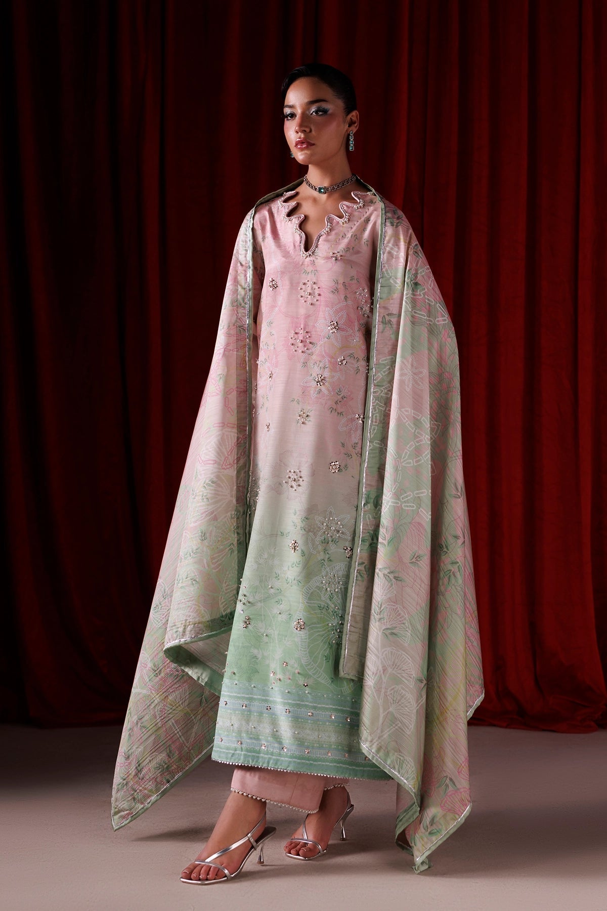 Rangrasiya | Luxe Silk 26 | Zelie - Luxury Dress - available at Maria Faisal in UK and USA.