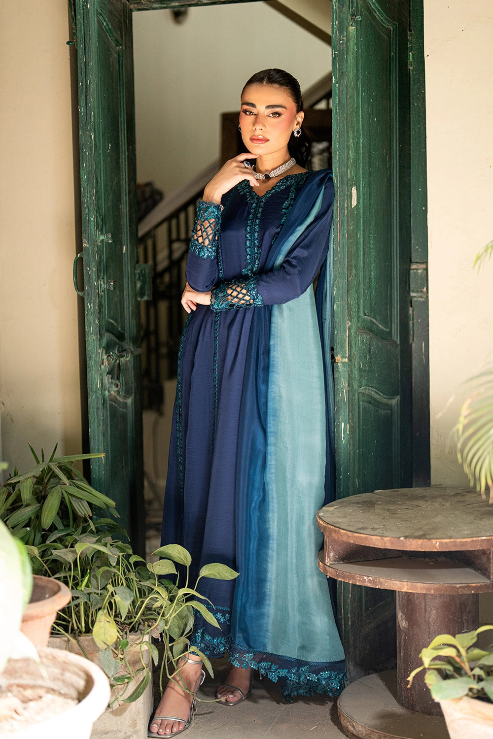 Azure | Vogue Formals | Galactic Glam - Formal Dress - available at Maria Faisal in UK and USA.
