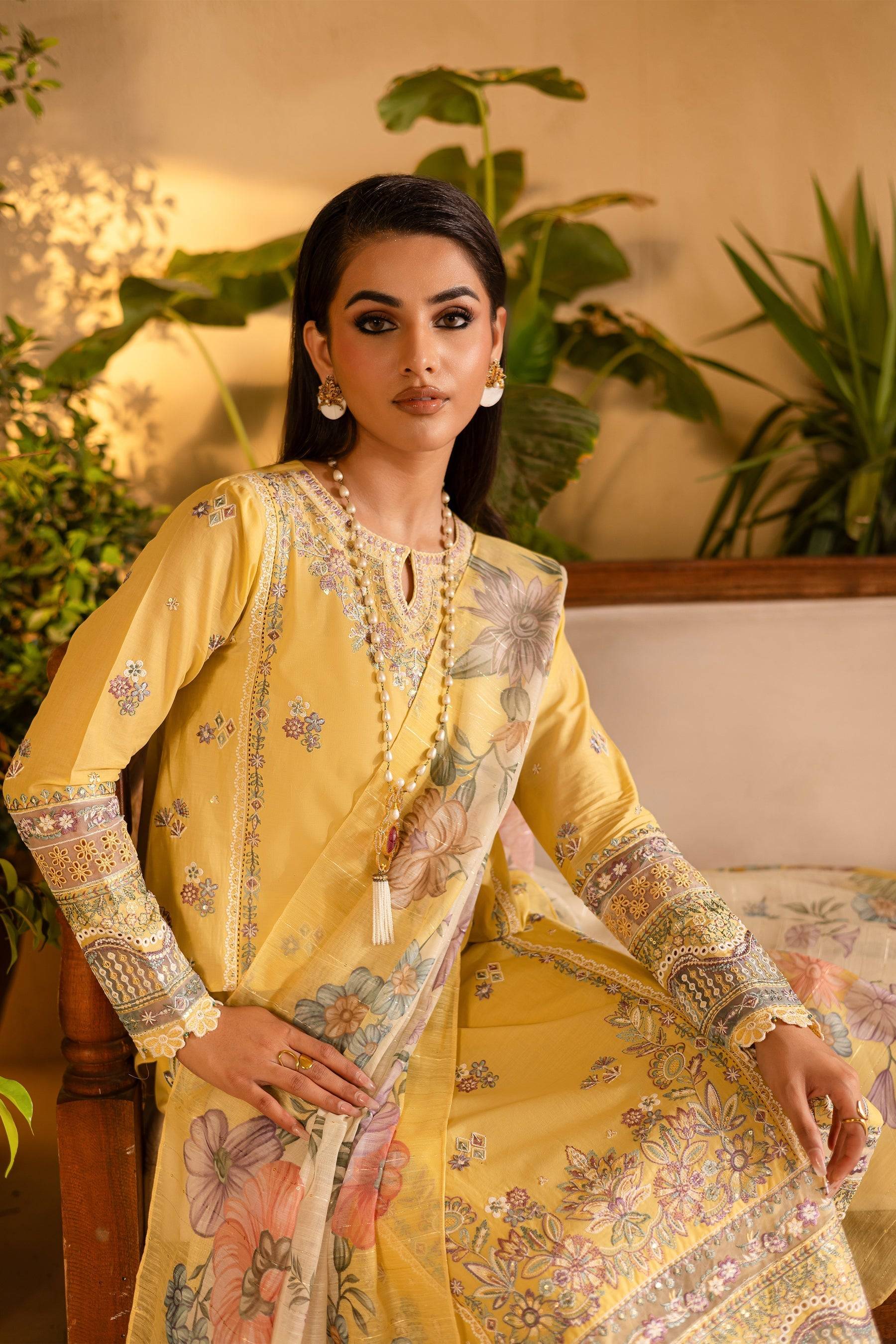 Batik | Nyra Embroidered Summer Solids | Maize by Maria Faisal - Registered Vendor of : Batik - type : Ladies Clothes - 100% original wedding dresses