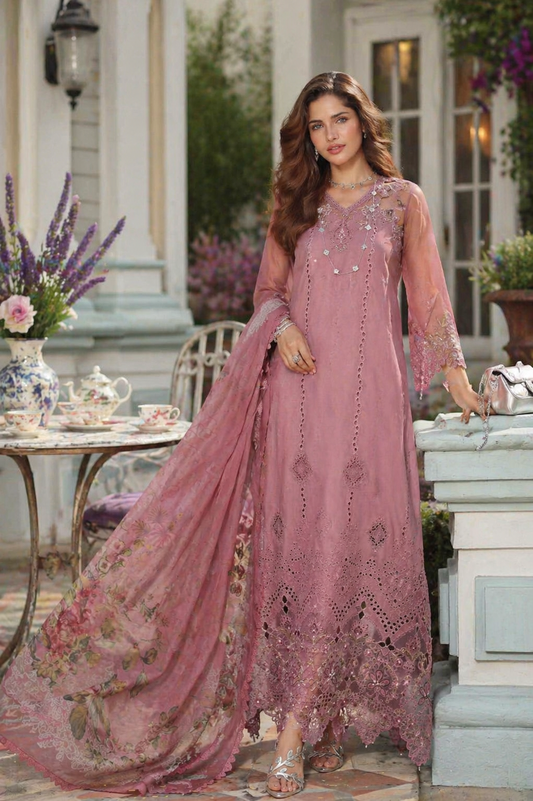 Noor by Saadia Asad | Eid Luxe Chikankari 26 | D8 - Rosewood Blush - Luxury Dress - available at Maria Faisal in UK and USA.