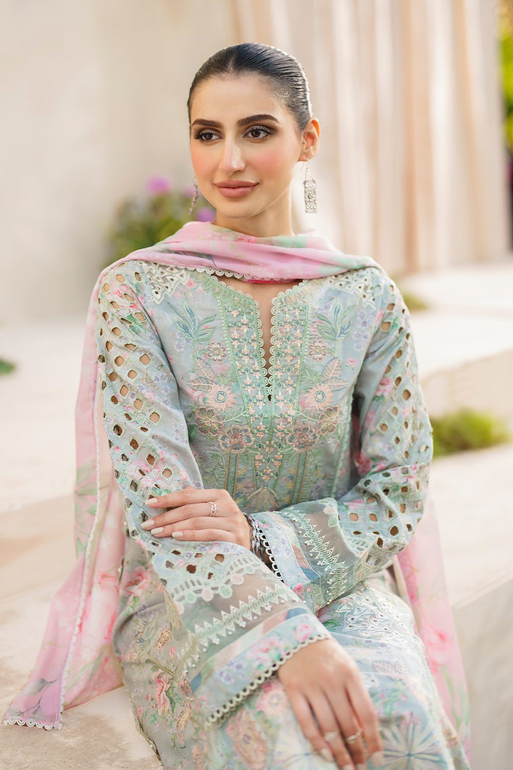 Iznik | Festive lawn 24 | SFL-07 - Designer Dress with Intricate embroidery and embellishments. Shop elegent wedding dress at Maria Faisal.