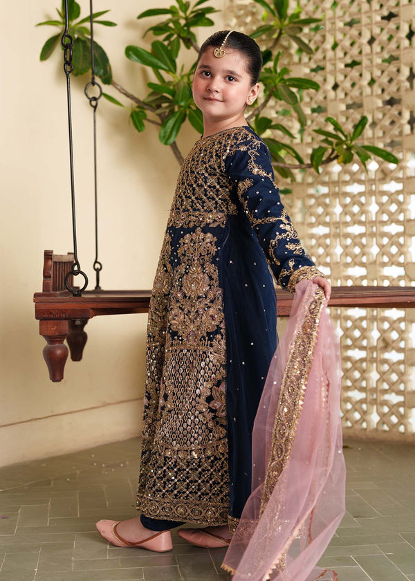 3 Piece Embroidered Chiffon Suit - Kids Clothing - available at Maria Faisal in UK and USA.