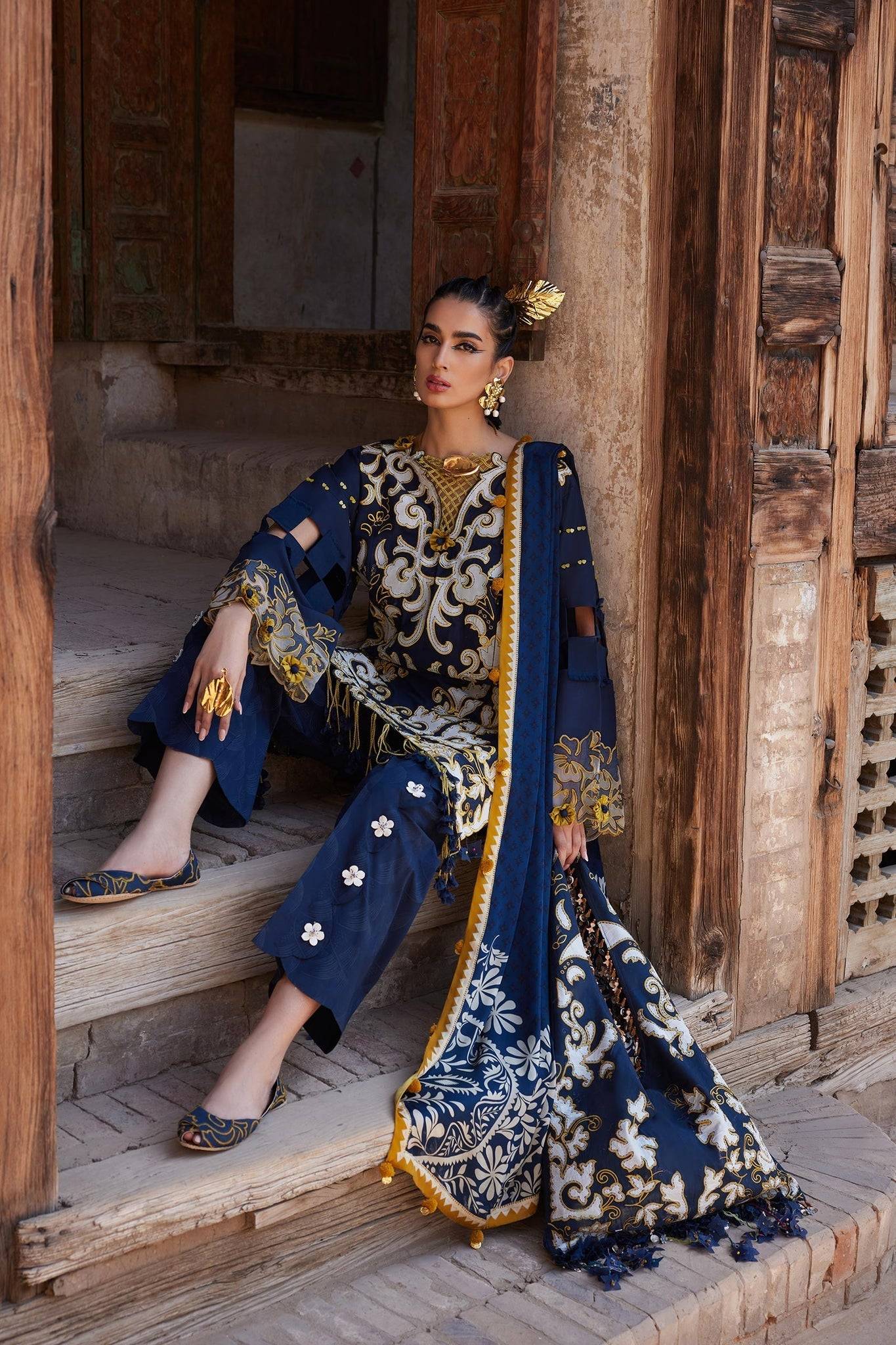 Elan | Luxury Lawn 25 | SOLENE (EL25-03 B) by Maria Faisal - Registered Vendor of : Elan - type : Ladies Clothes - 100% original wedding dresses