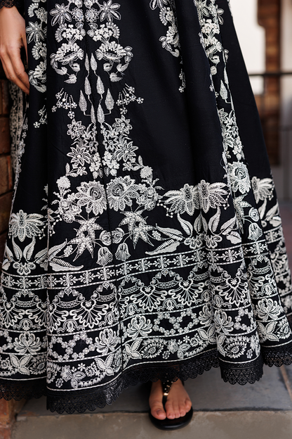 Emaan Adeel | Mirabelle Festive Luxury Lawn | MIDNIGHT BLISS - Luxury Dress - available at Maria Faisal in UK and USA.