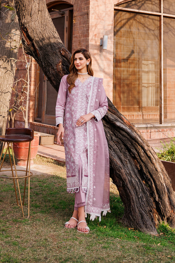 Farasha | Dastoor Embroidered Lawn SS24 | DAINTY LILAC - Waniyas