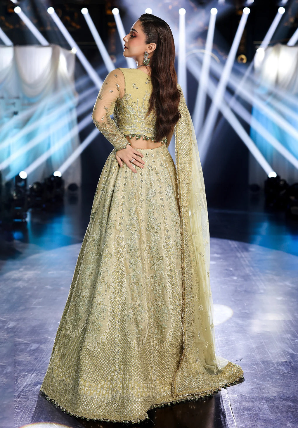 Elaf Premium | Stardom Formal Handwork 25 | ESH-07 MINT MAJESTY - Formal Dress - available at Maria Faisal in UK and USA.