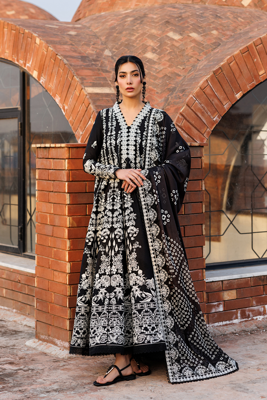 Emaan Adeel | Mirabelle Festive Luxury Lawn | MIDNIGHT BLISS - Luxury Dress - available at Maria Faisal in UK and USA.