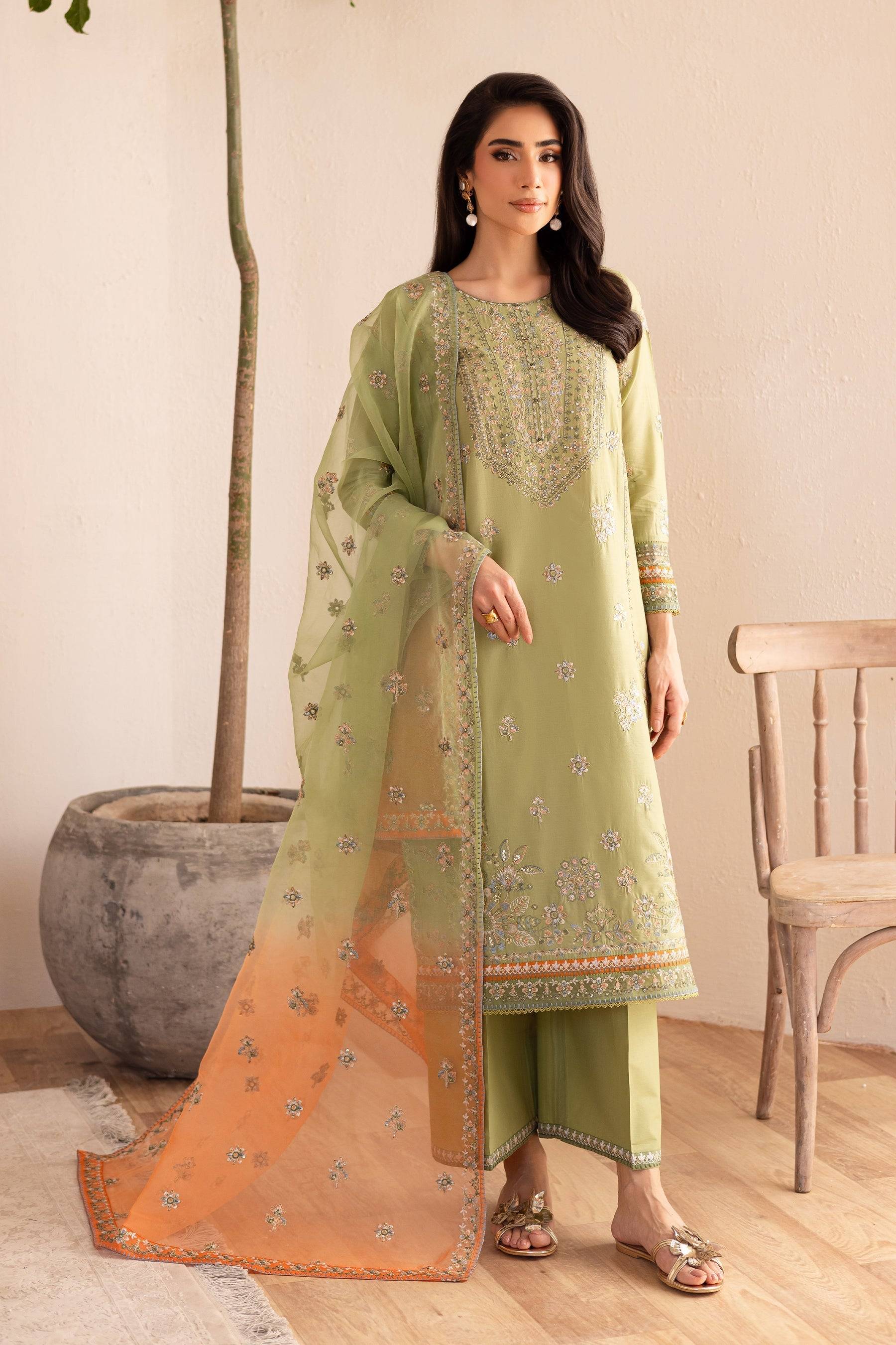 Batik | Nyra Embroidered Summer Solids | Citrus Glow by Maria Faisal - Registered Vendor of : Batik - type : Ladies Clothes - 100% original wedding dresses