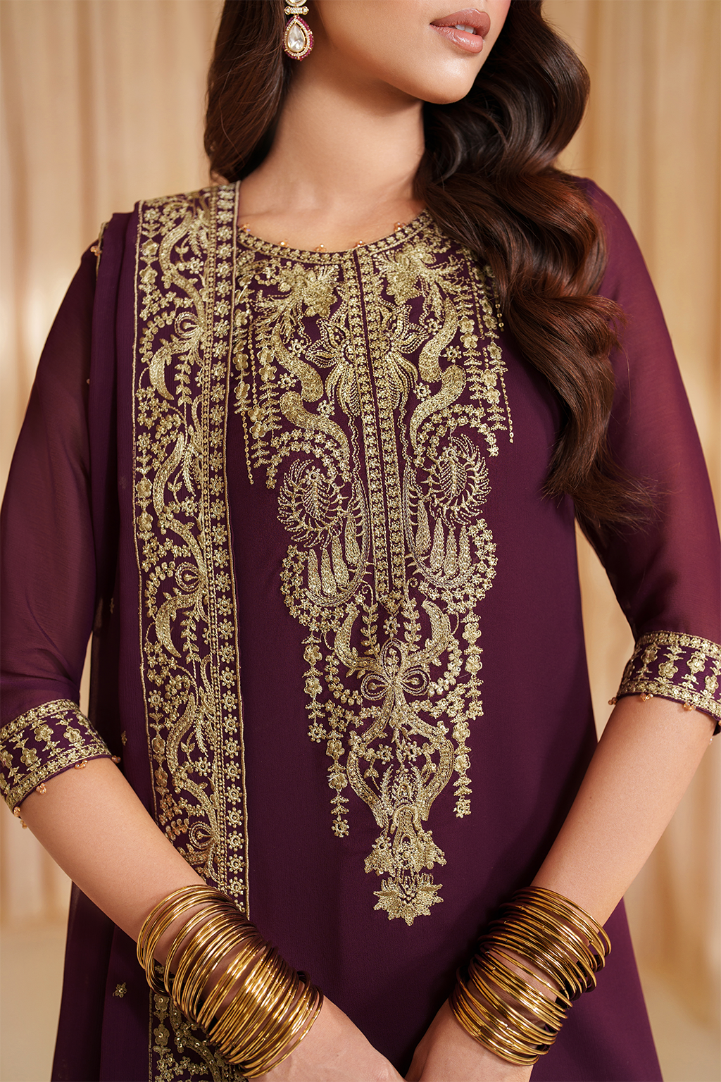 Iznik I Festive Formal I CC-76 Embroidered Chiffon - Ladies Clothes - Maria Faisal