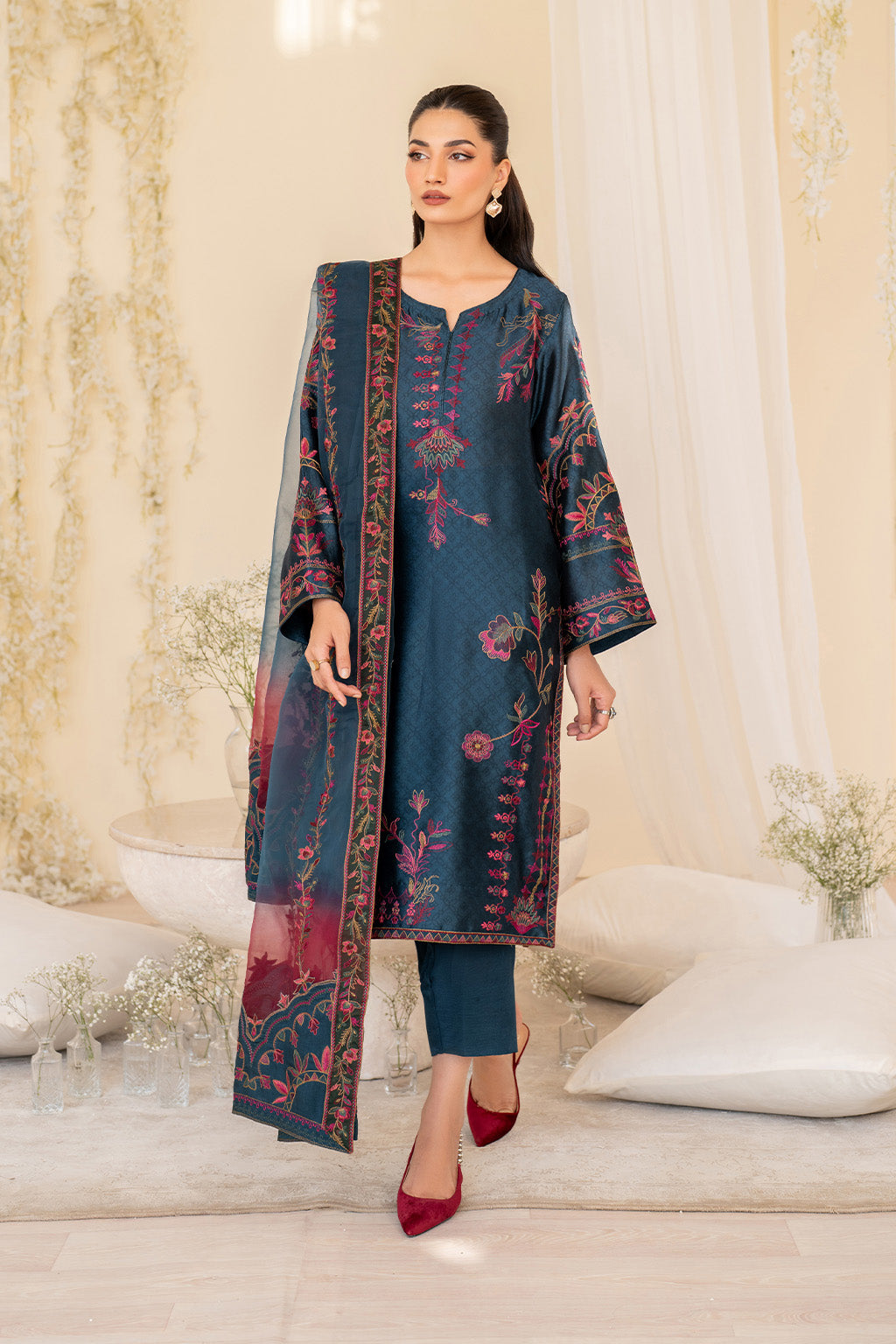 Iznik | Festive Formal | UE-379 Embroidered Pure silk - Ladies Clothes - Maria Faisal