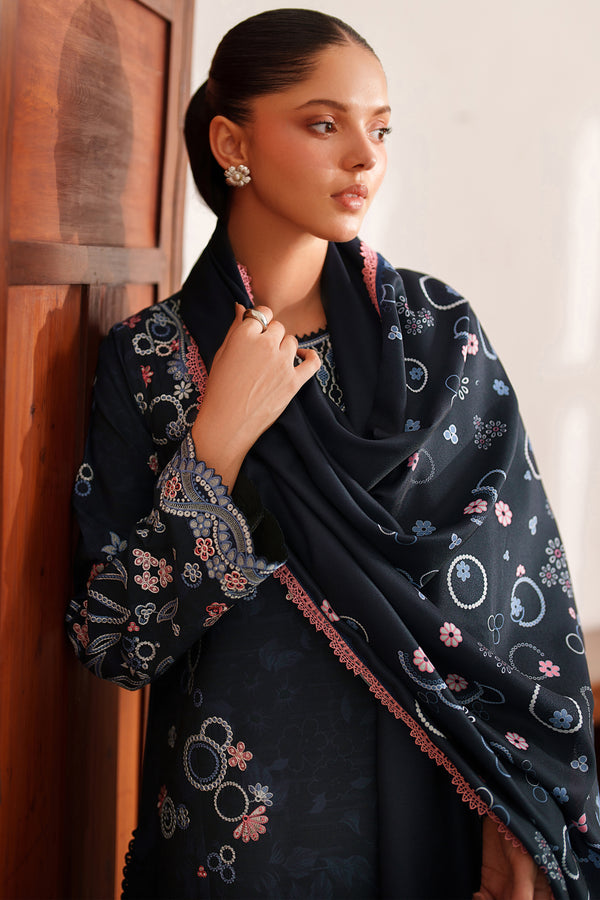 Farasha | Meline Premium Viscose 25 | Night Oak - Luxury Dress - available at Maria Faisal in UK and USA.