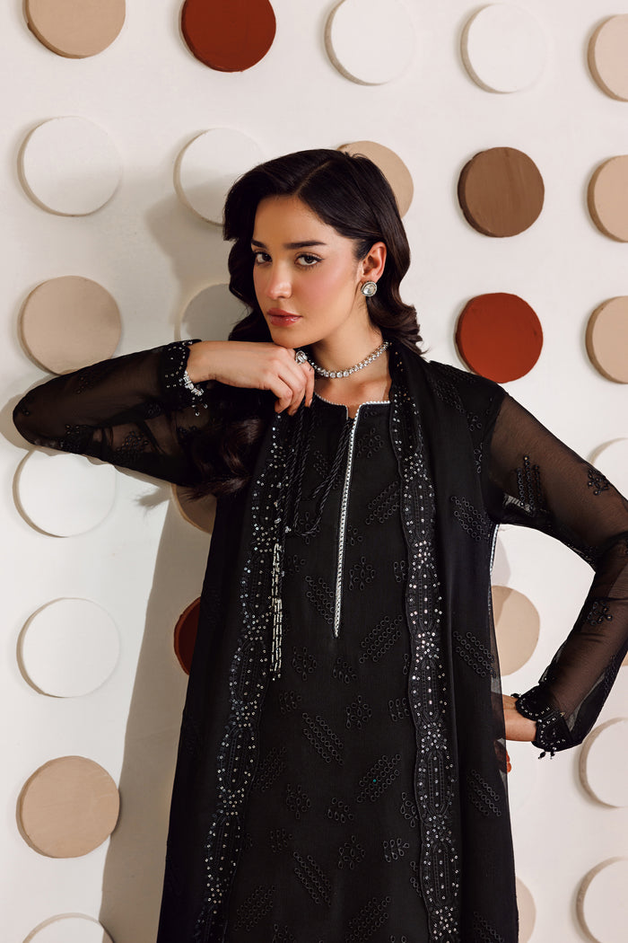 Farasha | Chiffon Threads 26 | Charcoal Whisper - Formal Dress - available at Maria Faisal in UK and USA.