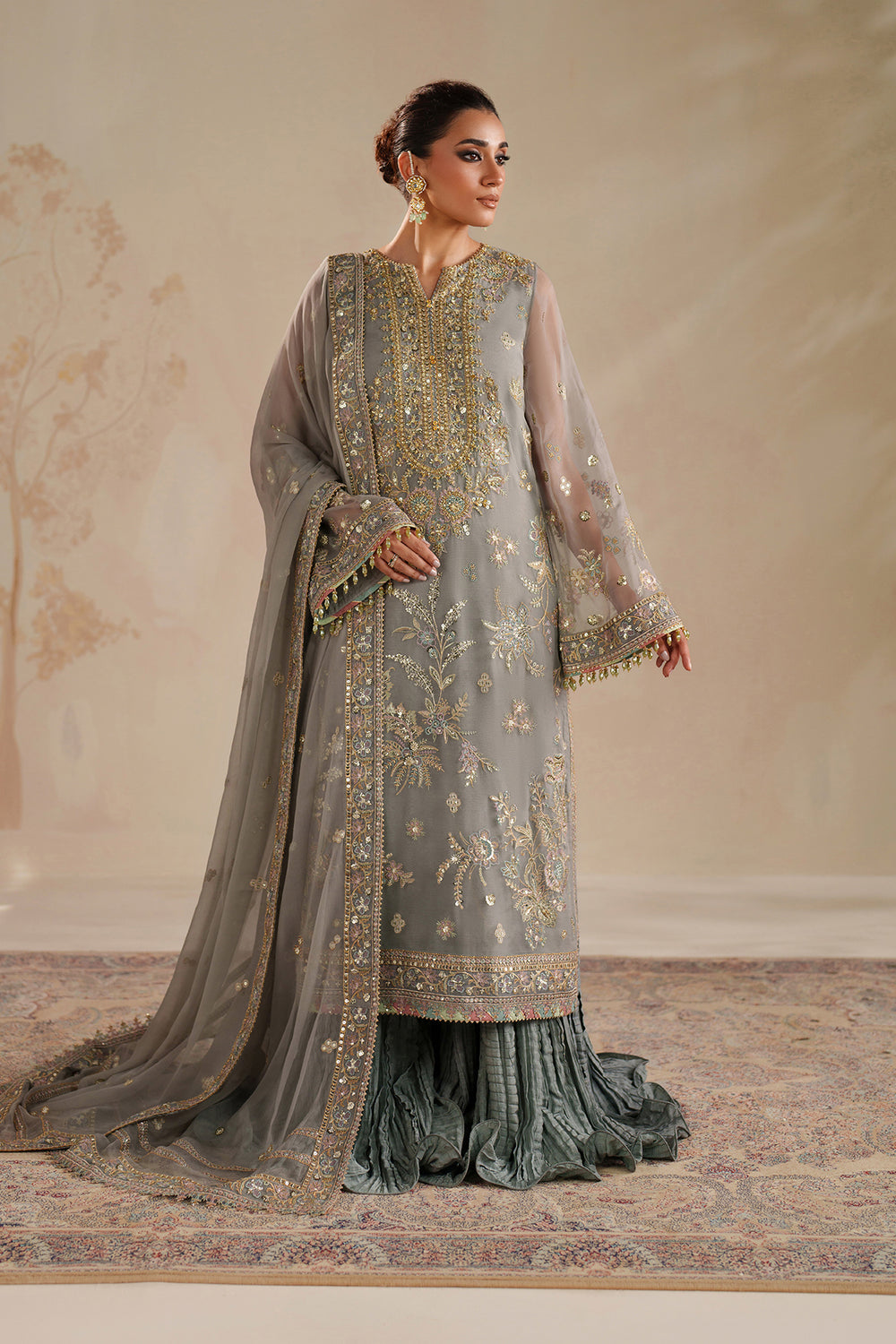 Baroque | Formals Collection | EMBROIDERED CHIFFON UF-4364 - Formal Dress - available at Maria Faisal in UK and USA.