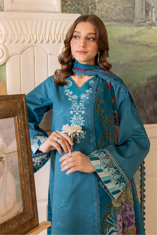 Farasha | Seraya Lawn 24 | PERIWINKLE - Designer Dress with Intricate embroidery and embellishments. Shop elegent wedding dress at Maria Faisal.