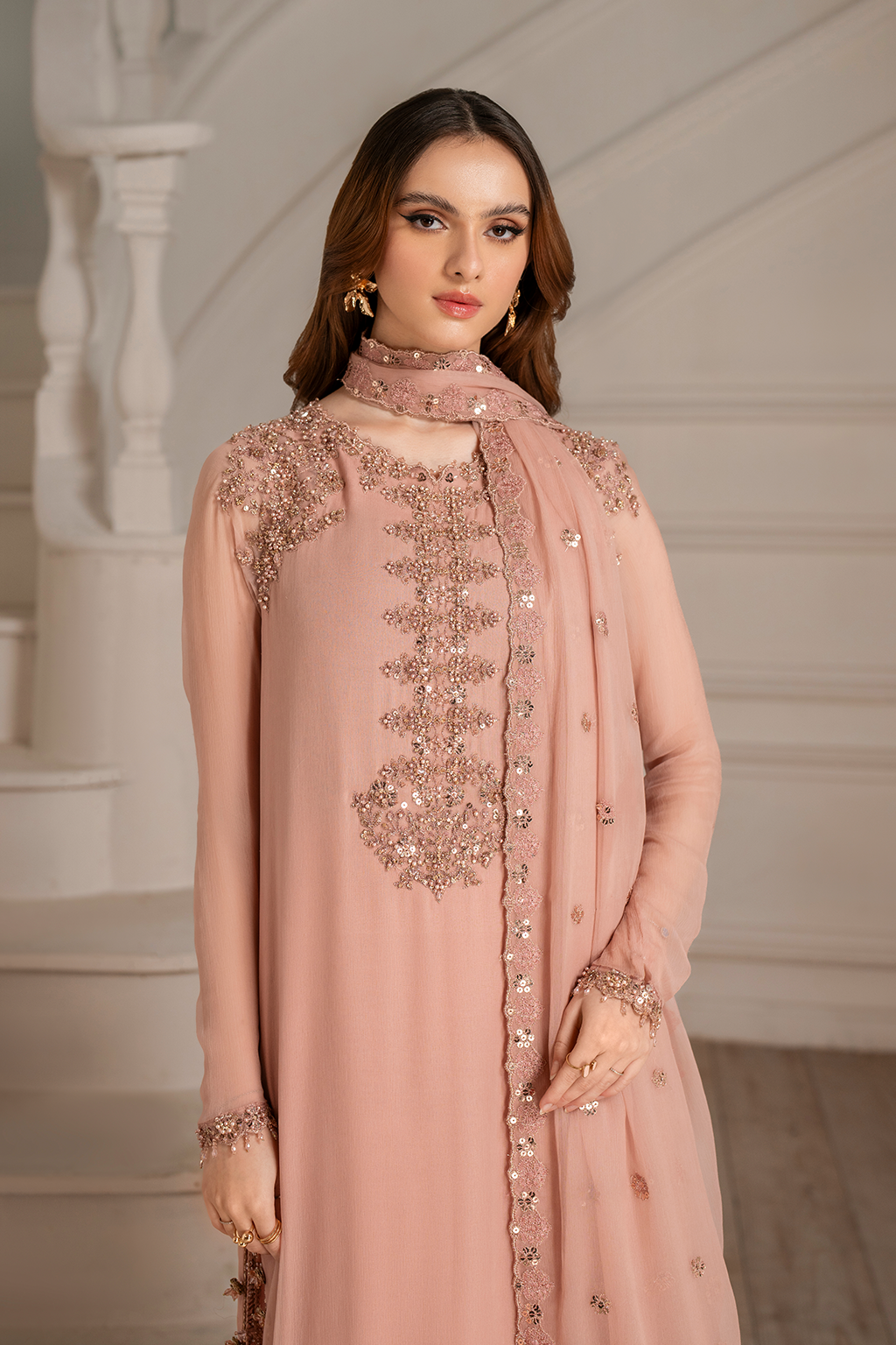 Iznik I Festive Formal I UE-479 Embroidered Chiffon - Ladies Clothes - Maria Faisal