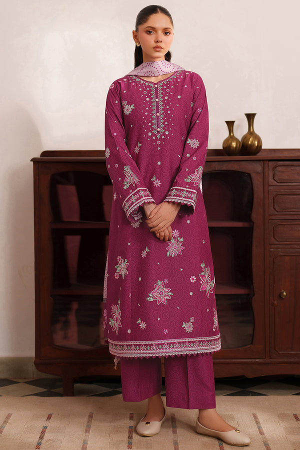 Farasha | Meline Premium Viscose 25 | Berry Blush - Luxury Dress - available at Maria Faisal in UK and USA.