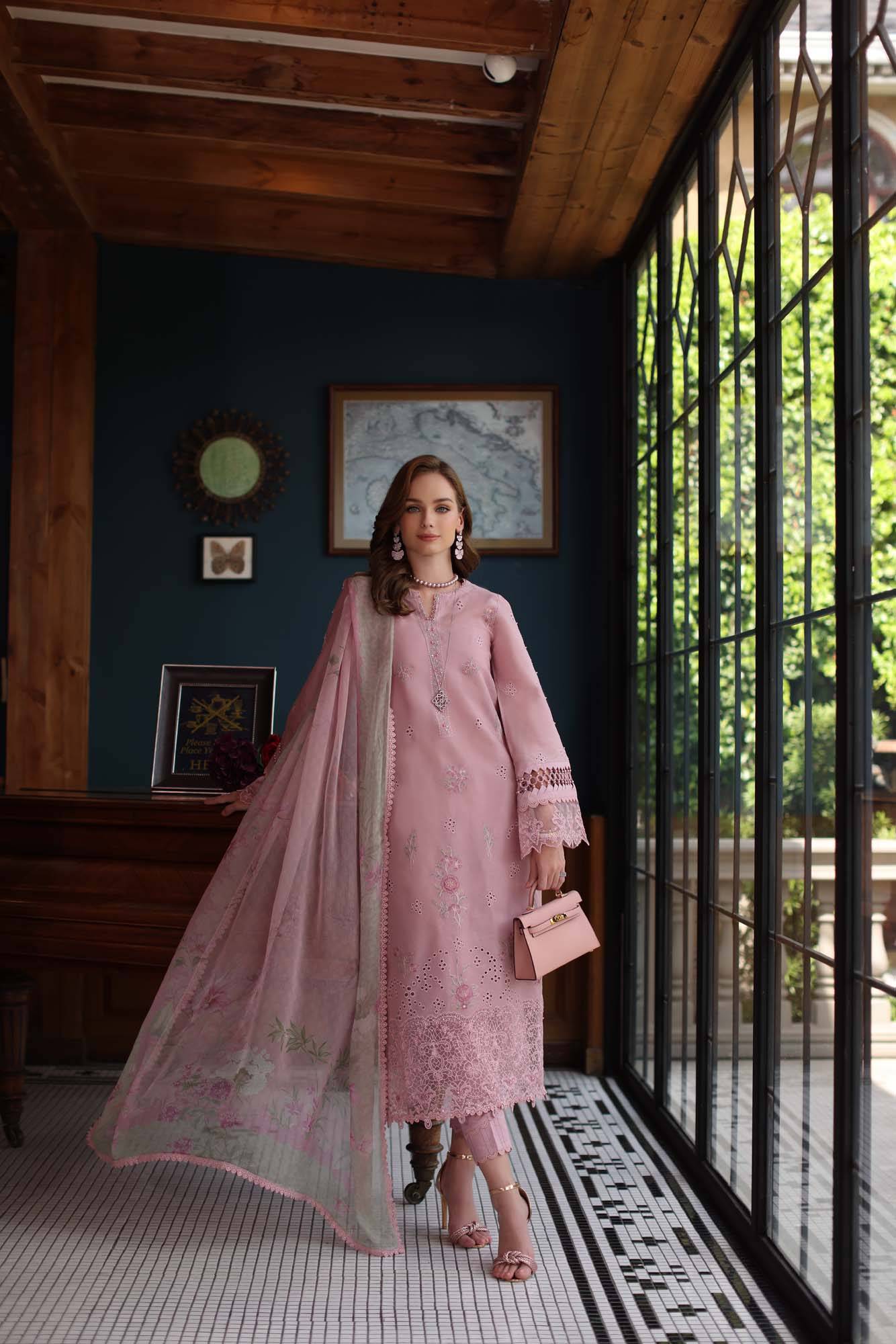 Noor by Saadia Asad | Eid Luxury Schiffli Laserkari 25 | D3- Blush Pink by Maria Faisal - Registered Vendor of : Noor by Saadia Asad - type : Ladies Clothes - 100% original wedding dresses