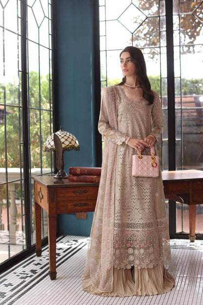 Noor by Saadia Asad | Eid Luxury Schiffli Laserkari 25 | D1- Beige by Maria Faisal - Registered Vendor of : Noor by Saadia Asad - type : Ladies Clothes - 100% original wedding dresses