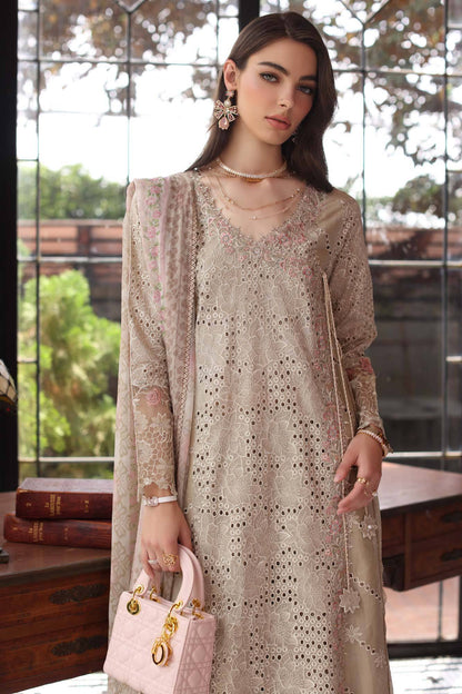 Noor by Saadia Asad | Eid Luxury Schiffli Laserkari 25 | D1- Beige by Maria Faisal - Registered Vendor of : Noor by Saadia Asad - type : Ladies Clothes - 100% original wedding dresses