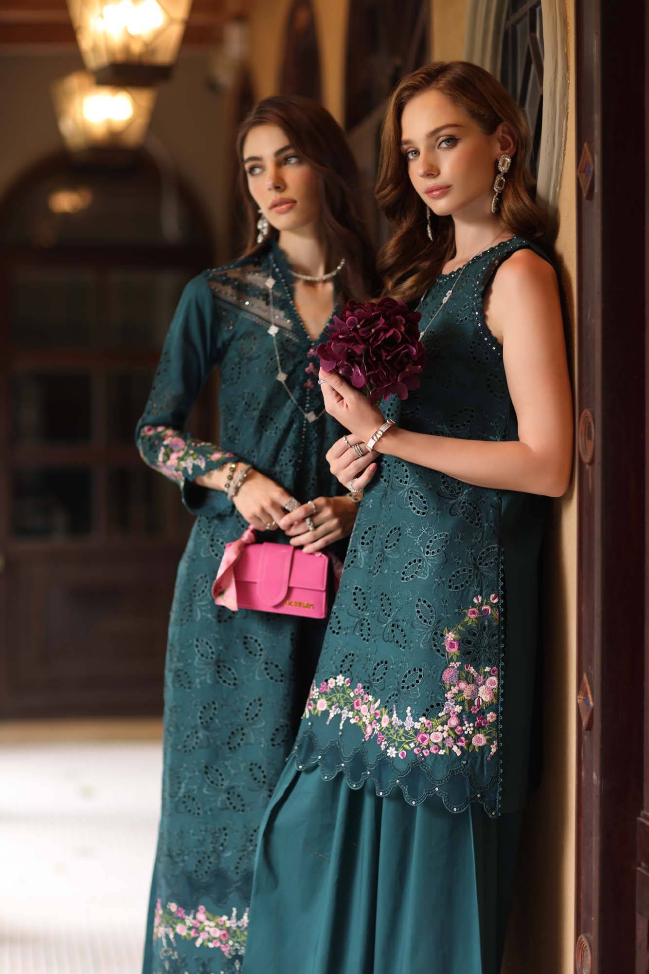 Noor by Saadia Asad | Eid Luxury Schiffli Laserkari 25 | D5- Teal by Maria Faisal - Registered Vendor of : Noor by Saadia Asad - type : Ladies Clothes - 100% original wedding dresses