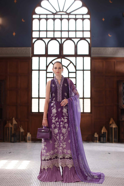 Noor by Saadia Asad | Eid Luxury Schiffli Laserkari 25 | D9- Purple by Maria Faisal - Registered Vendor of : Noor by Saadia Asad - type : Ladies Clothes - 100% original wedding dresses