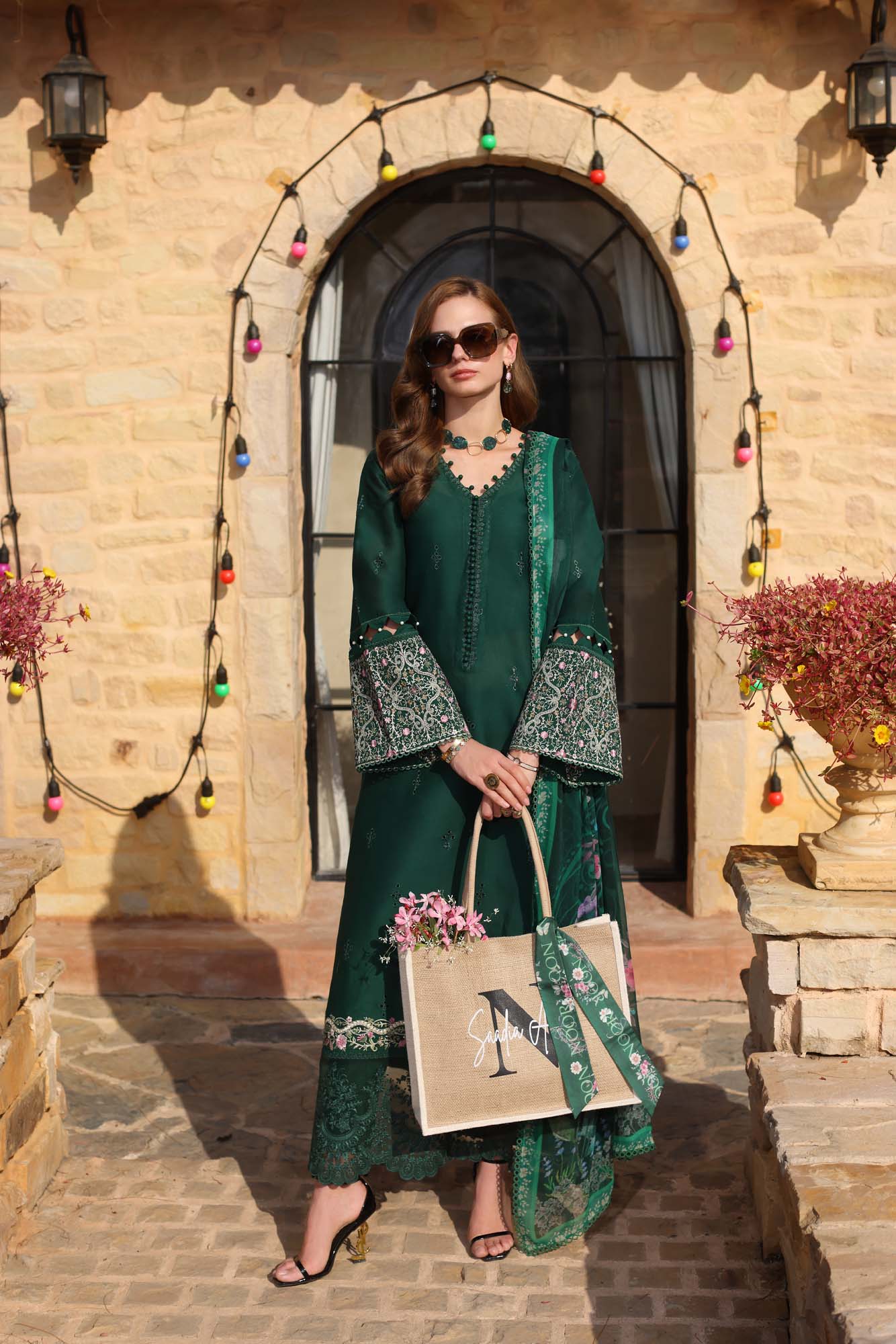 Noor by Saadia Asad | Luxe Printkari | D1-A - Luxury Dress - available at Maria Faisal in UK and USA.
