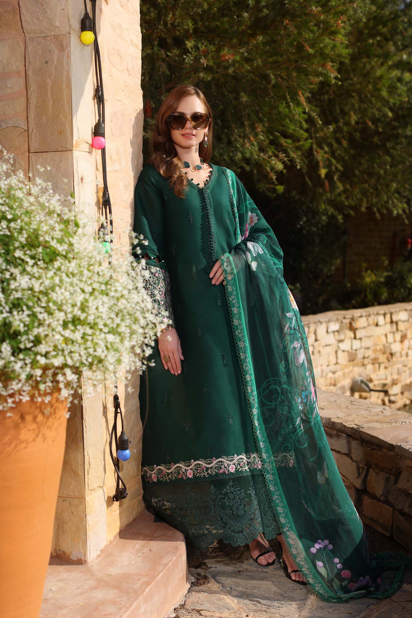 Noor by Saadia Asad | Luxe Printkari | D1-A - Luxury Dress - available at Maria Faisal in UK and USA.