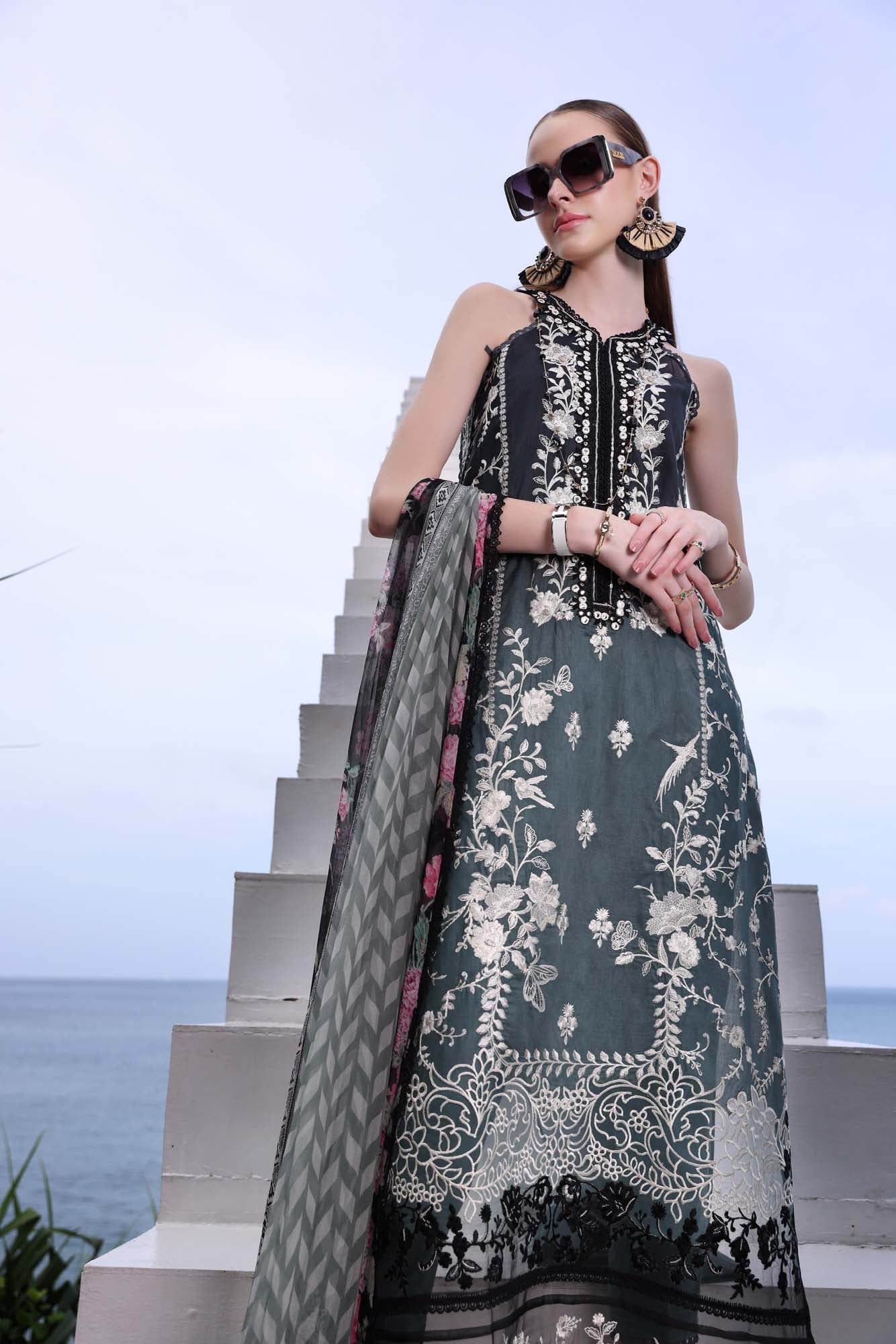 Noor by Saadia Asad | Luxe Printkari | D2-B - Luxury Dress - available at Maria Faisal in UK and USA.