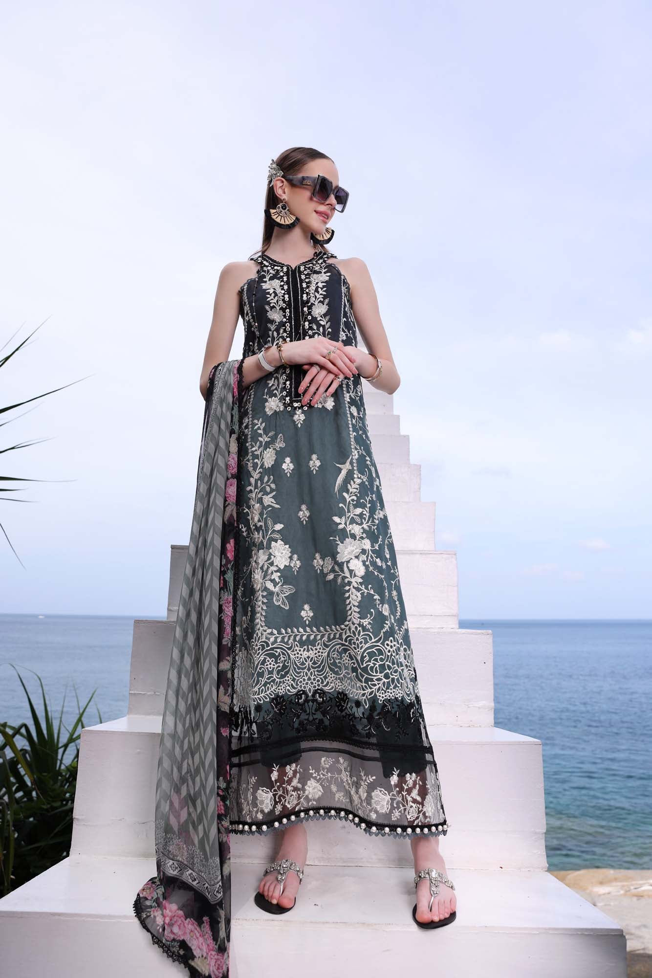 Noor by Saadia Asad | Luxe Printkari | D2-B - Luxury Dress - available at Maria Faisal in UK and USA.