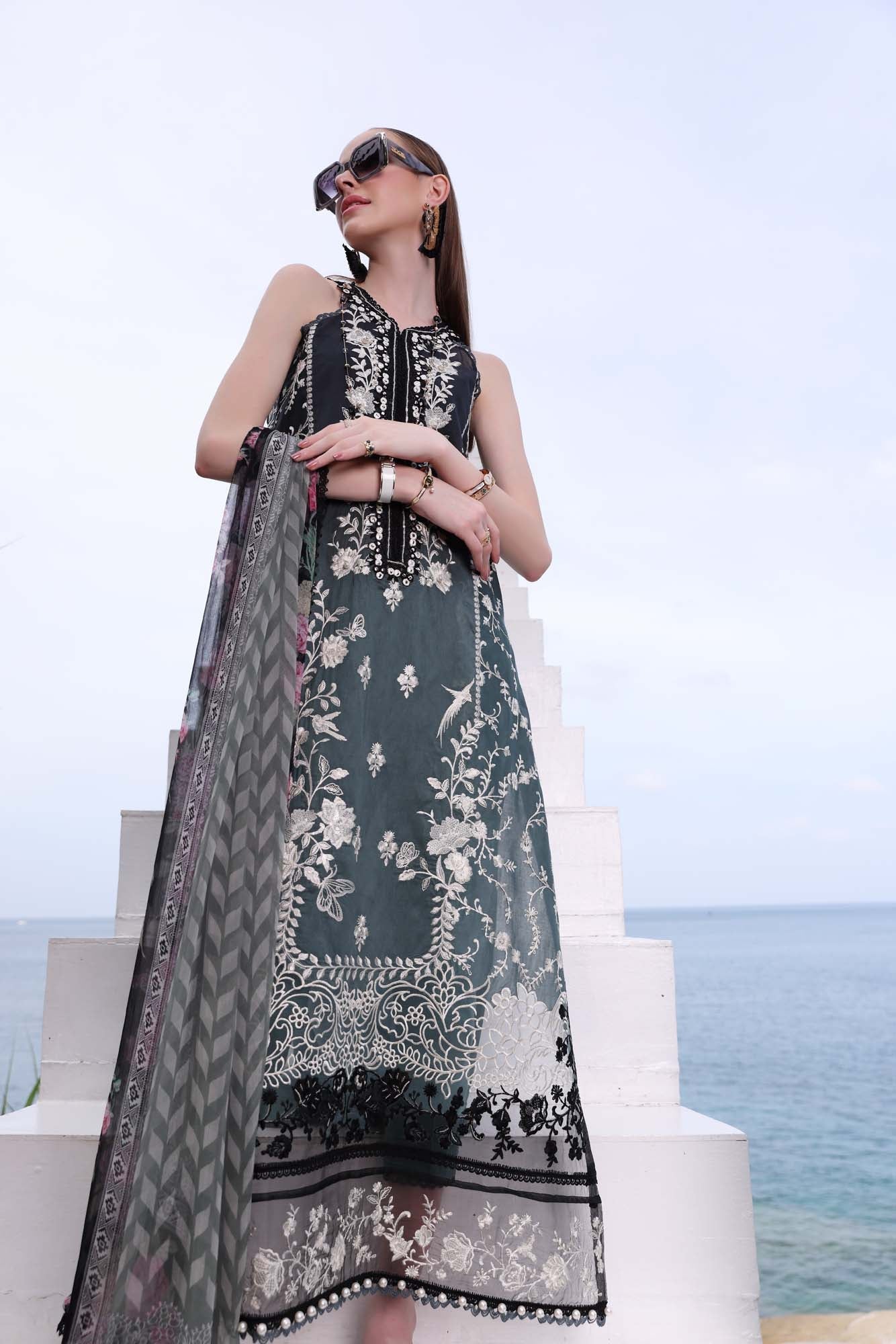 Noor by Saadia Asad | Luxe Printkari | D2-B - Luxury Dress - available at Maria Faisal in UK and USA.