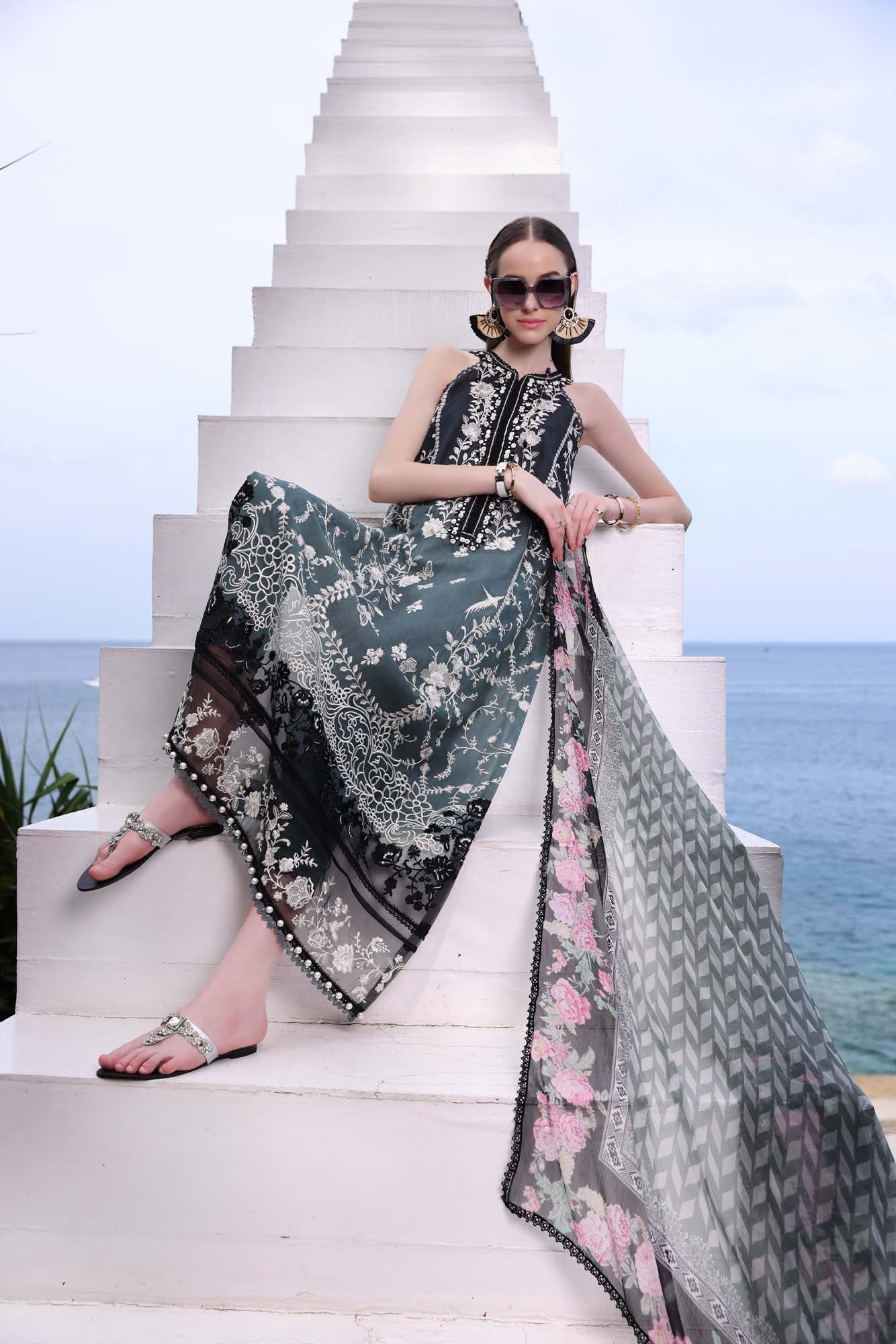 Noor by Saadia Asad | Luxe Printkari | D2-B - Luxury Dress - available at Maria Faisal in UK and USA.