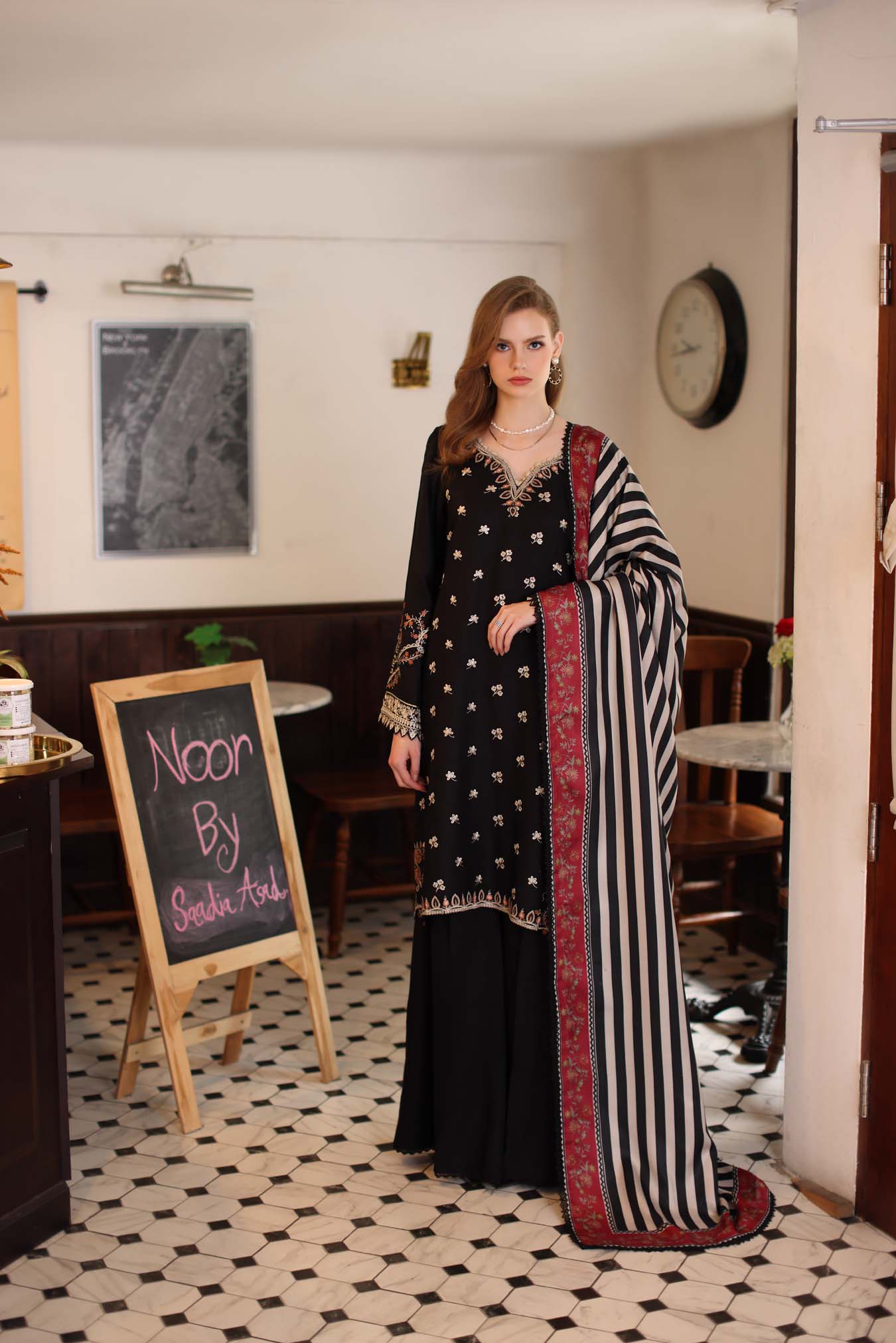 Saadia Asad | Winter Printkhaas 25 | D1 - A - Casual Dress - available at Maria Faisal in UK and USA.