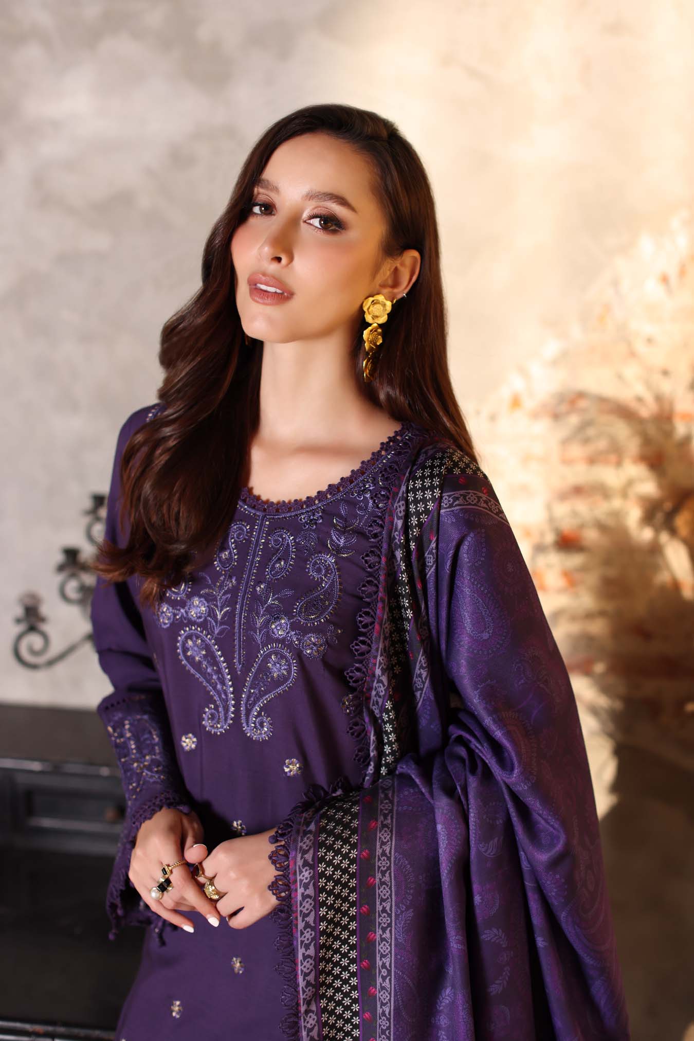 Saadia Asad | Winter Printkhaas 25 |D2 - A - Casual Dress - available at Maria Faisal in UK and USA.