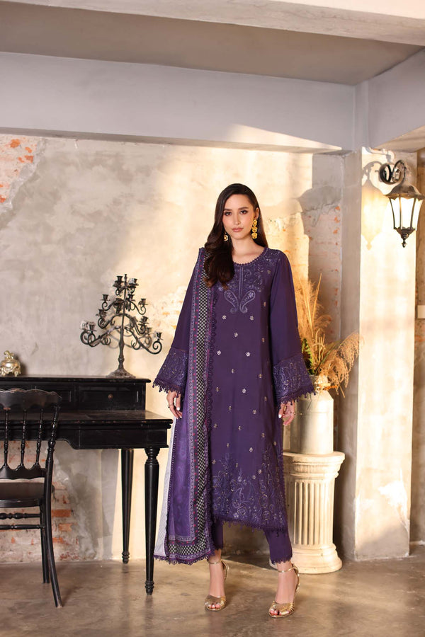 Noor by Saadia Asad | Winter Embroidered Printkhaas 25 | D2 - A - Luxury Dress - available at Maria Faisal in UK and USA.