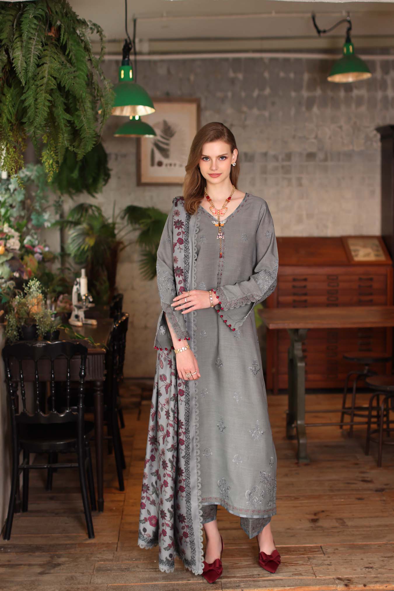 Saadia Asad | Winter Printkhaas 25 | D4 - B - Casual Dress - available at Maria Faisal in UK and USA.