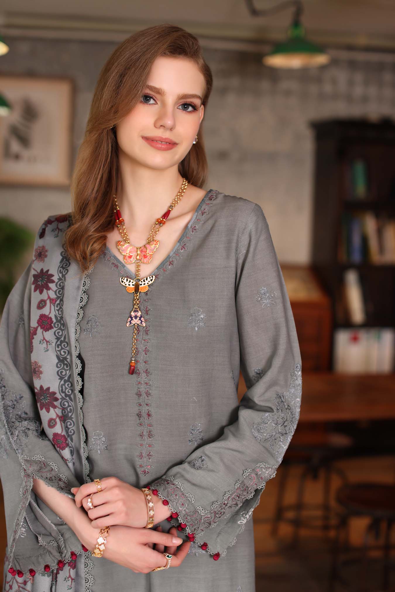 Saadia Asad | Winter Printkhaas 25 | D4 - B - Casual Dress - available at Maria Faisal in UK and USA.